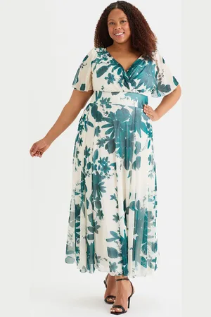 Scarlett & Jo Isabelle Winter Tryk Float Sleeve Maxikjole48