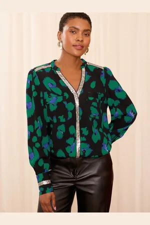 Love & Roses Sequin Trim V-Neck Long Sleeve Blouse42