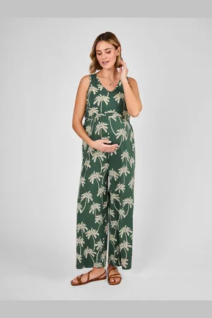 JoJo Maman Bébé Maternity Palm Print Wide Leg Jersey Jumpsuitlarge