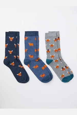 Fat Face FatFace 3 Pairs of Highland Cow Socks611