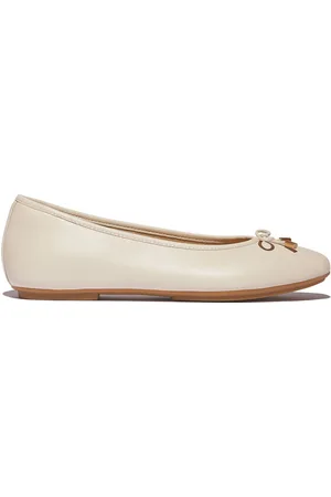 FitFlop Silver Delicato Bow Soft Leather Ballet Flats