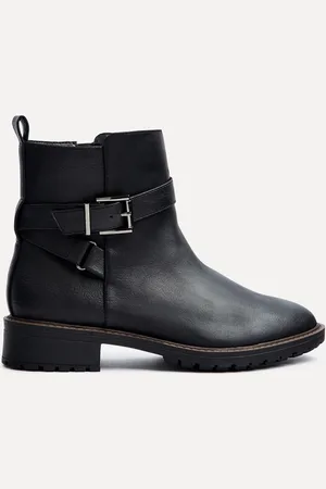 Linzi Edie Wide Fit Buckle Detail Ankle Boots