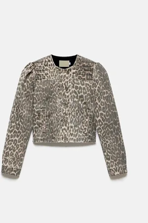 mint&berry Leopard Print Denim Jacketmedium