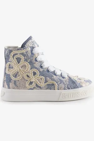 Lelli Kelly Blue Zoe Flowers Hi Top Trainersuk9eu265