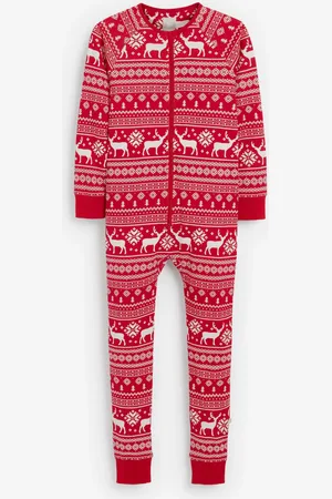 The Little Tailor Kids Reindeer Christmas Fairisle Pattern 100% Cotton All-In-One8 - 9 år (128 - 134cm)