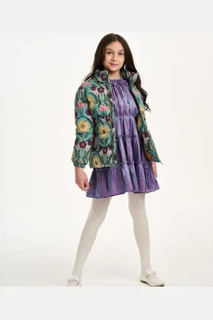 NICOLE MILLER Girls Green Printer Puffer Jacket5 år (110cm)