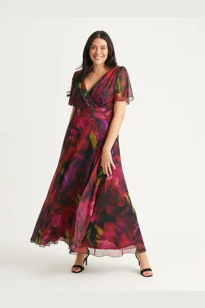 Scarlett & Jo Isabelle Winter Tryk Float Sleeve Maxikjole50