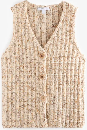 Next Stitch Knitted Button Up Waistcoat With Wool