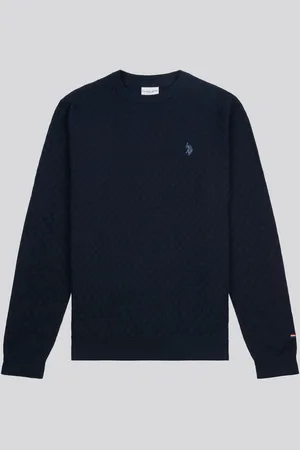 U.S. Polo Assn. U. S. Polo Assn. Mens Blue Checkerboard Knit Crew Neck Polo ShirtXXL