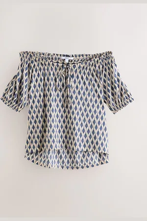 Next Kortærmet Ruched Neck Jersey 100% Bomuldsbluse