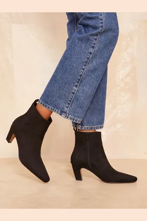 Friends Like These Curved Kitten Heel Faux Suede Ankle Boot