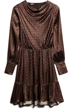 Superdry Mini Draperet hals Jacquard Kjole36