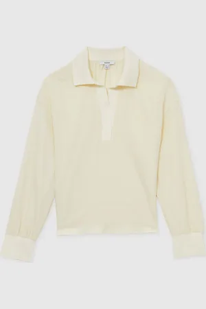 Reiss Isobel Overhead Open-Collar Shirt With Linen42