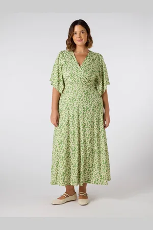 Live Unlimited London Ditsy Jersey Angel Sleeve Wrap Dress