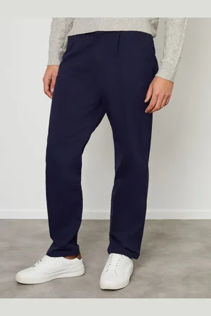 Threadbare Cotton Lige bukseben Plisseret Chino-bukser With Stræk32