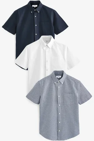 Next 100% Bomuld Kortærmet Oxford Shirt 3 PakkeXXL