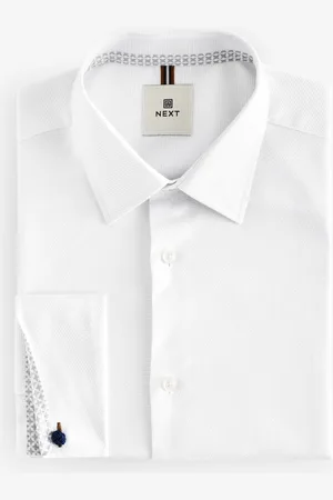 Next Regular Fit Long Sleeve Double Cuff 100% Cotton Shirt39cm R (UK 15.5 R)