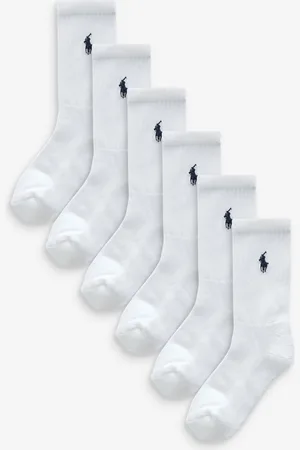 Ralph Lauren Boys Logo 100% Cotton White Socks 6 Pack9 - 11 år (134 - 146cm)