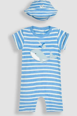 JoJo Maman Bébé 2-Piece Whale Appliqué Towelling Romper Set8086cm