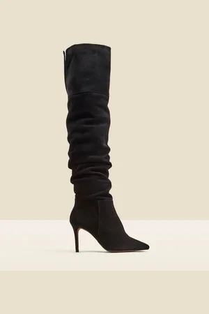 Sosandar Suede Slouch Stiletto Heel Over The Knee High Boot