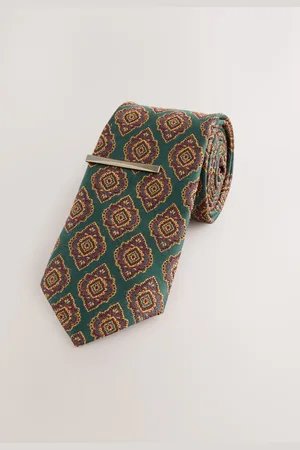 Next Geometric Print Tie with Tie ClipEn