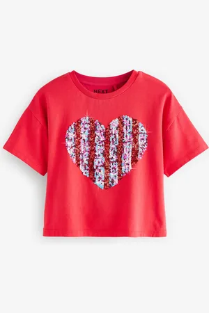 Next 100% Cotton Sequin Animal Heart Print T-Shirt (3-16yrs)4 år (104cm)