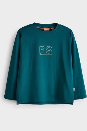 Paul Smith Boys 100% Cotton Oversized Teal Blue Long Sleeve Iconic Print T-Shirt4 - 5 år (104 - 110cm)