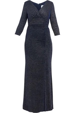 Gina Bacconi Eugenie Metallisk Maxikjole Med Ruched Talje Og Front Slids40