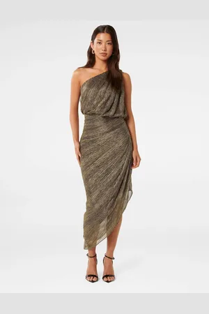 Forever New Cassidy One Shoulder Plisse Midi Kjole44
