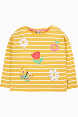 Frugi Kids Gul Tori Appliqué 100% Økologisk Bomuld Top Beklædning9298cm