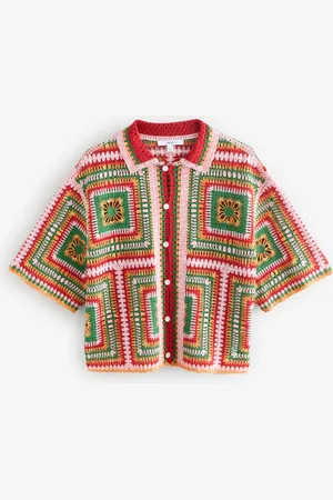 Next Square Crochet Short Sleeve Co-Ord Shirtmedium