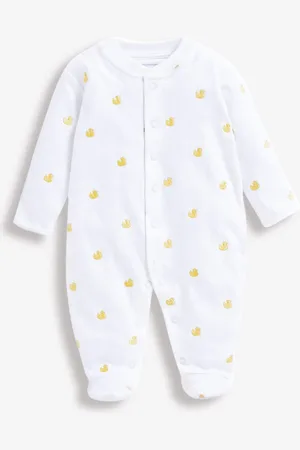JoJo Maman Bébé Popper Embroidered 100% Organic Cotton Sleepsuit50cm