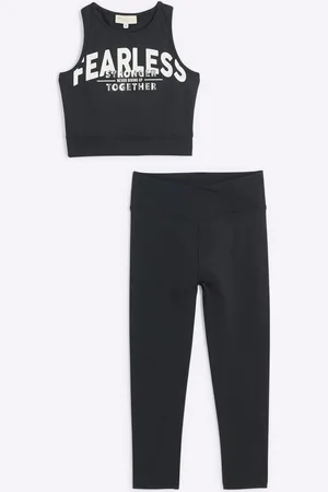 River Island Girls Active 100% Cotton Crop Top and Leggings Set11 - 12 år (146 - 152cm)