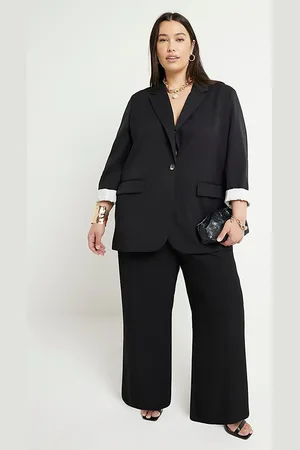 River Island Curve Wide Leg Pleated Clean Trousers50