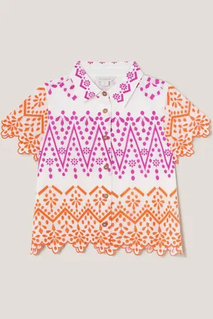 Monsoon Embroidered Short Sleeve 100% Cotton Shirt4 år (104cm)
