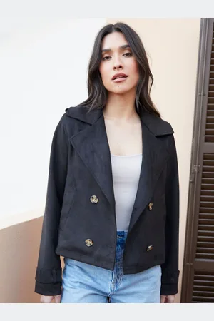 Threadbare Suedette Cropped Trench Jacket42