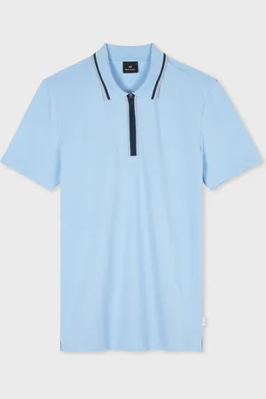 Paul Smith Regular Fit Blue Zip Neck Polo Shirtlarge