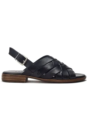 Moda In Pelle Sh Ionia Cross Strap Flat Leather Black Sandalseu355