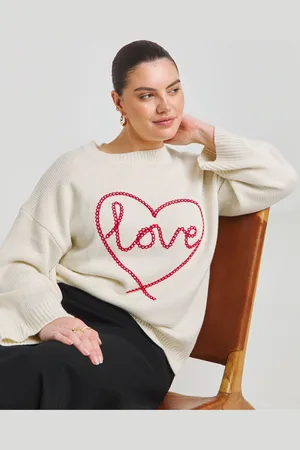 Simply Be Heart Embroidered Jacquard Jumper36