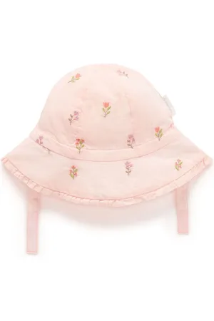 Purebaby Embroidered 100% Cotton Sun Hatxs