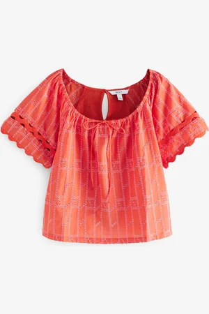 Next Broderi Boho Kortærmet Ric Rac 100% Bomuld Top8 s
