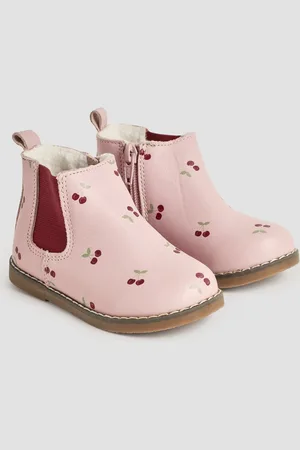 JoJo Maman Bébé Pretty Cherry Print Leather Chelsea Boots