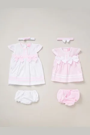 Rock-a-bye Baby Boutique Pink 100% Cotton Dress Knickers and Bow Headband Outfit Set8086cm