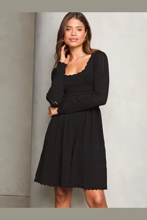 Lipsy London Langærmet Stitch Detail Lanterne Strikket Kjole38