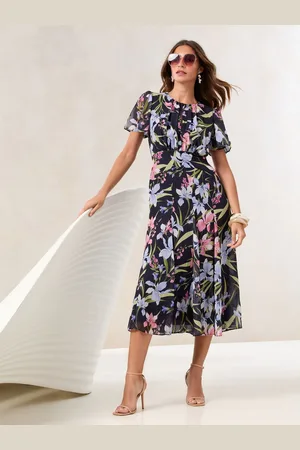 Lipsy London Angel Sleeve Gathered Waist Midi Dress38