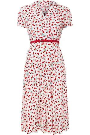 Joe Browns Cherry Print Tie Waist Midi Dress44lille