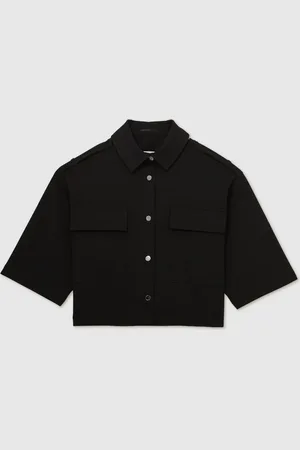 Reiss Myrtle Cropped Twill Shirt Jacket42