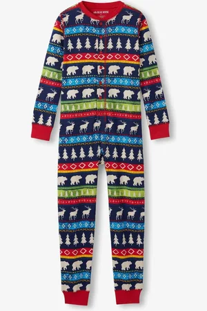 Hatley Navy Blue Fairisle Pattern 100% Cotton Adult Union Suit4 år (104cm)