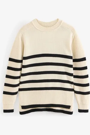 Baukjen Cream Fleur Stribet Uld Blend Trøje40