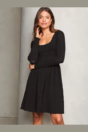 Lipsy London Langærmet Stitch Detail Lanterne Strikket Kjole